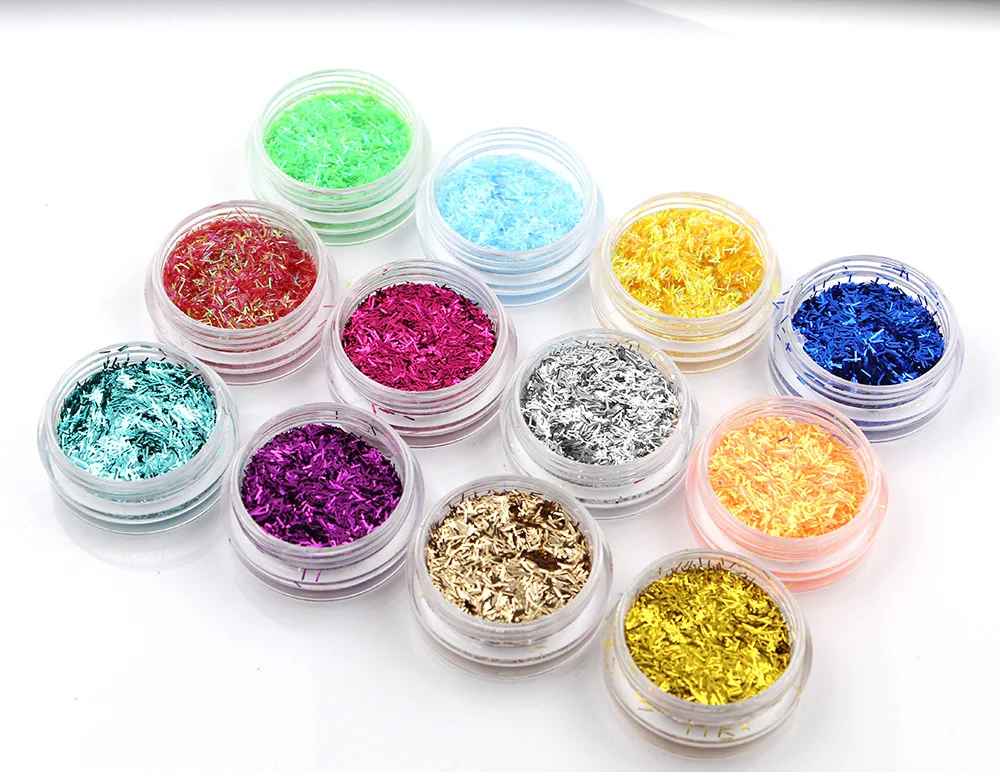 

12 Коробки голографическое искусство ногтей Бар блеск, смола, 12 Цветов бар блеск и нейл-арта и блокнот ручной работы с блестками, HJZS1206-W