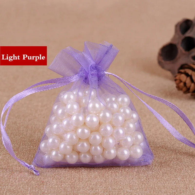 light purple 100 шт. 7x9 9x12 10x15 см из органзы подарочные пакеты ювелирные изделия упаковочный мешочек для свадьбы Вечерние украшения для подарка с выемкой подарочные сумки и чехлы OR7 - Цвет: light purple