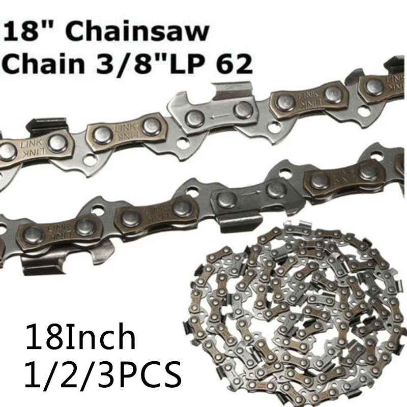 1/3Pcs 18 Inch 45cm 62 Drive Links Chainsaw Saw Chain Blade 3/8