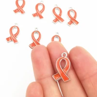 20 bulk october pink ribbon charmsbreast cancer awareness jewelry making accessories1810mm silvertone enameled pendants