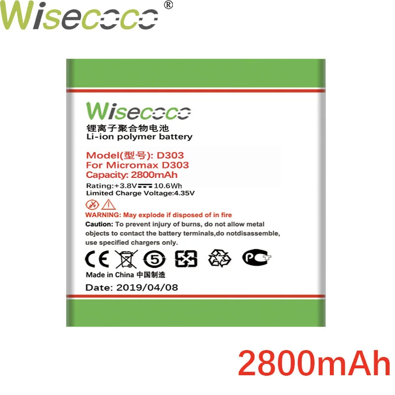 Wisecoco Новинка D303 литий-ионная аккумуляторная батарея для Micromax D303 D 303 замена сотового телефона+ номер отслеживания