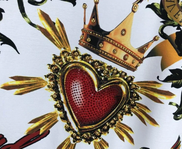 

2020 spring 20ss new fashion brand clothing designer diamond crown famous floral royal print cotton tee t shirts for men