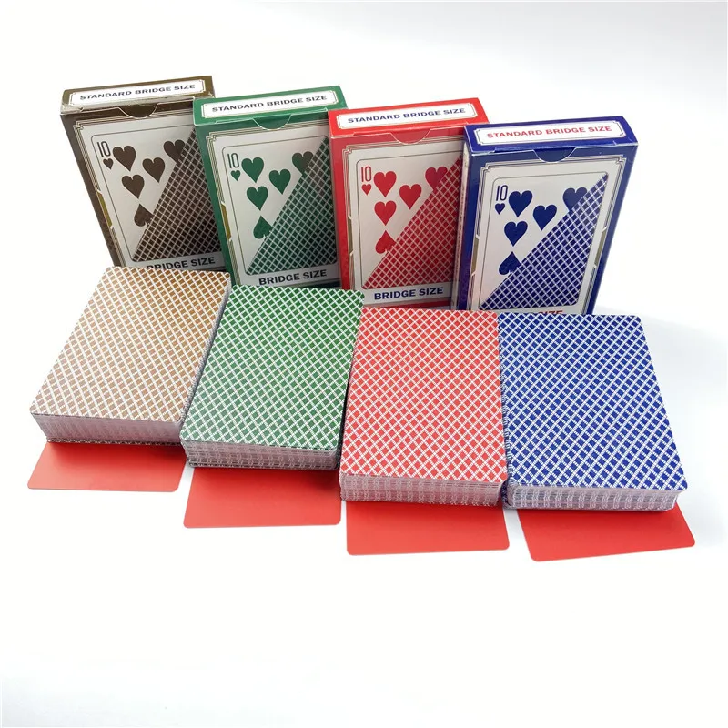 

Playing Cards 10pcs / Lot 4 Colors PVC Poker Plastic Waterproof Frosting Baccarat Texas Hold'em Pokers Card Game Entertainment