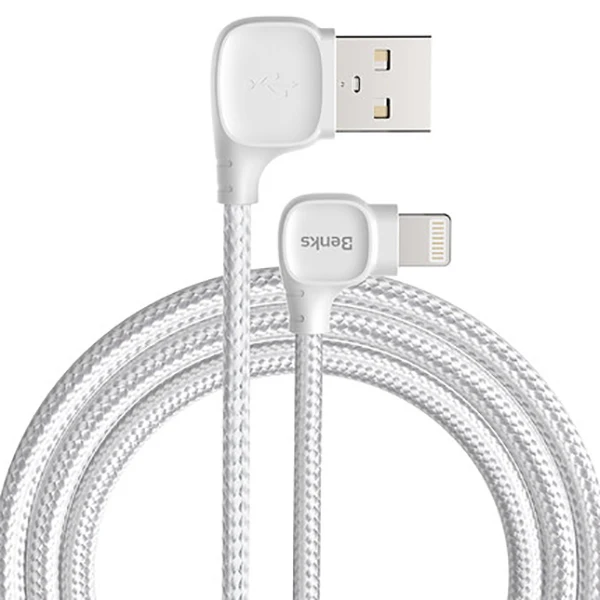 Benks M12 MFi 90 градусов USB кабель для iPhone X XS 11 MAX XR 8 7 6s Plus 5S SE 2.4A освещение Быстрая зарядка кабель для ipad зарядка - Цвет: White