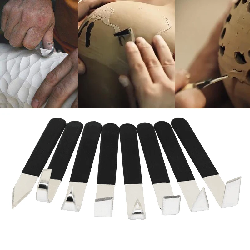 

Pottery Tools Stainless Steel Carving Shaping Knives Clay Sculpture Craft Trimming Artist Ceramic Tools Set for Clay Modeling