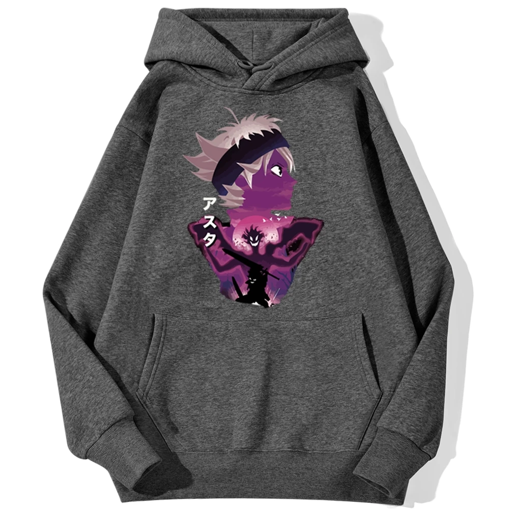 

Black Clover Printing Hooded Tops Streetwear Japan Anime Hoodies Streetwear Autumn Street Pullover Hip Hop Warm Men Clothing