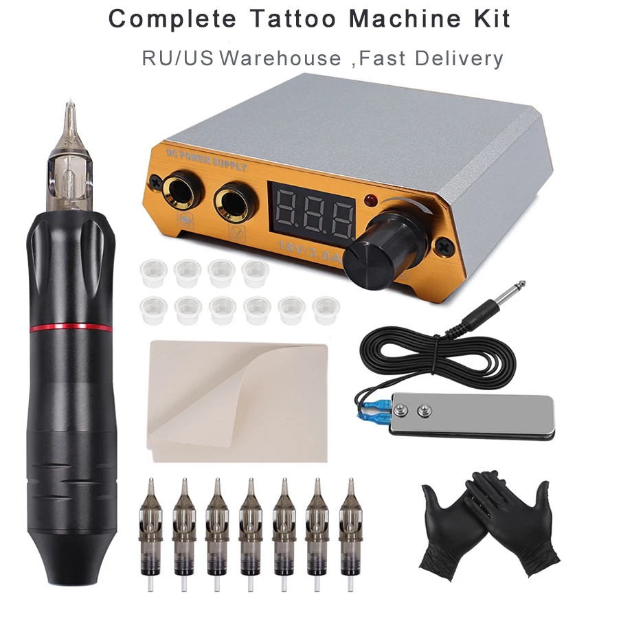 Полный набор татуировки профессиональных полный тату роторная машинка ручка для