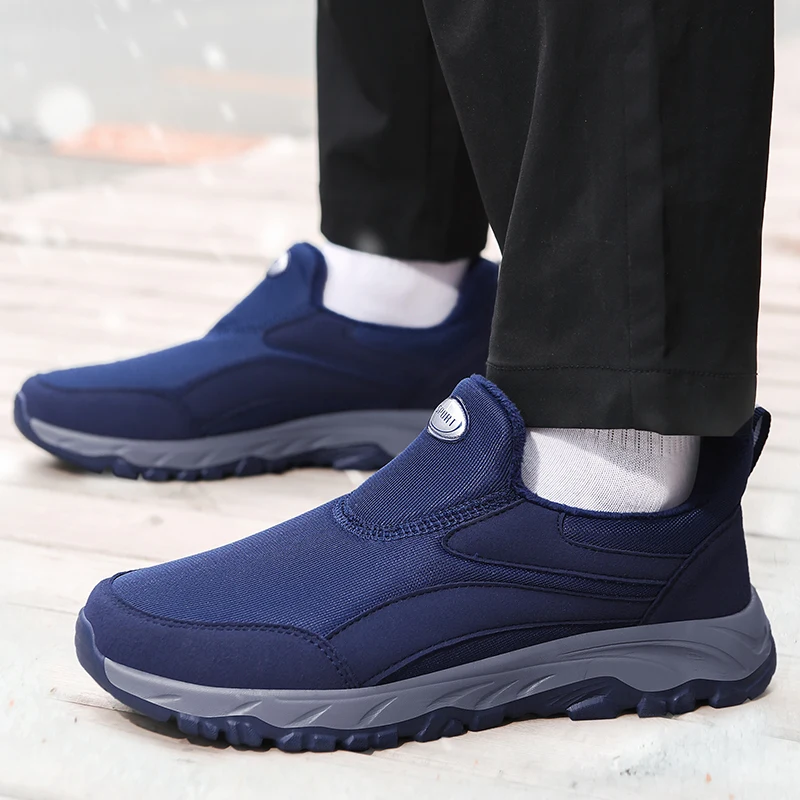 

Мужские Водонепроницаемые ботинки с мехом, Черные ботильоны для снега, рабочая обувь, уличная плюшевая обувь, зима 2021