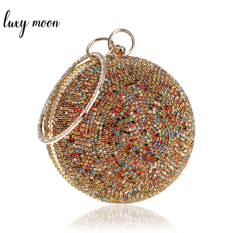 Женский клатч золотистого цвета с кристаллами сумочка в форме шара дамские сумки
