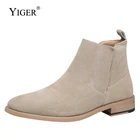 YIGERмужские Ботильоны; Мужские ботинки Челси; Матовые мужские Ботинки Martin из воловьей кожи; Мужские зимние ботинки на резиновой подошве; Ботинки-дезерты