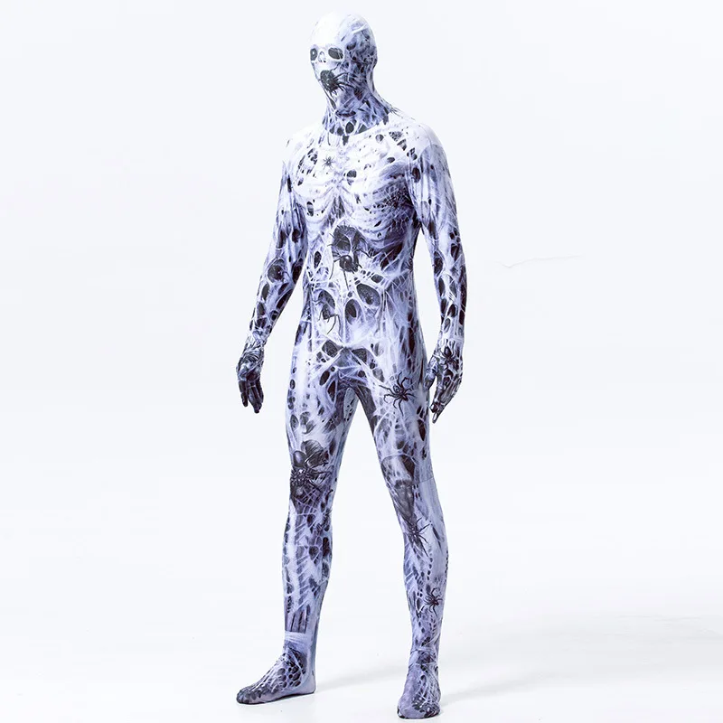 Взрослый Хэллоуин террор Призрак Череп Косплей Костюм ужасные зомби зентай