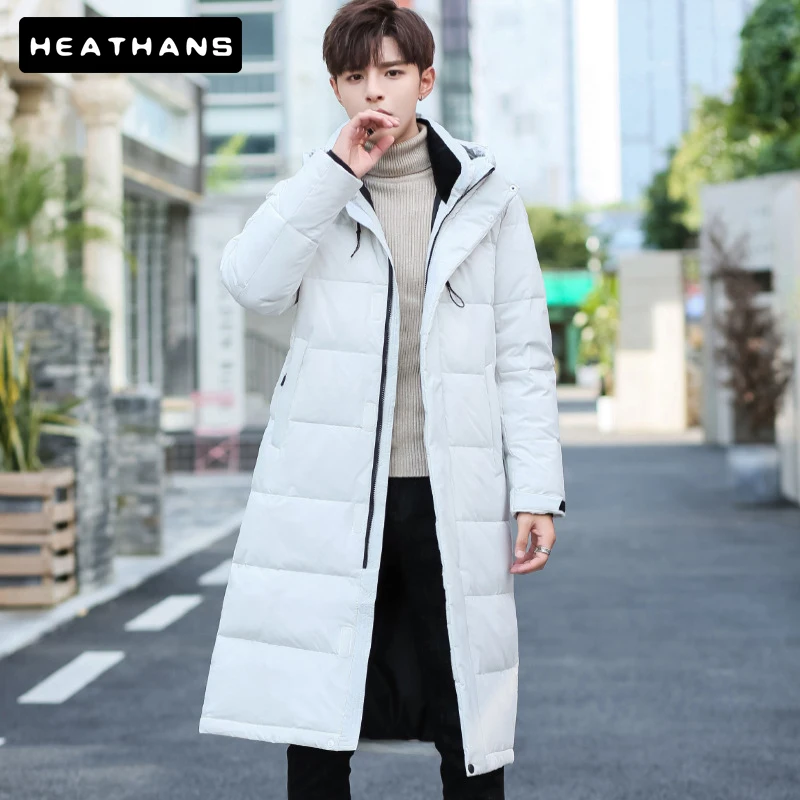 

Пуховик мужской зимний средней длины, утепленный пуховик с капюшоном, пальто выше колена, ветровка