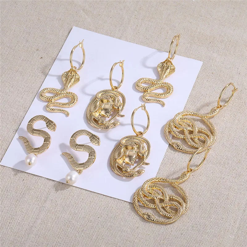 ALIUTOM Vintage Statement Earrings 2020 Brincos Geometric For Women Hanging Dangle Snake Drop Earring Jewelry | Украшения и