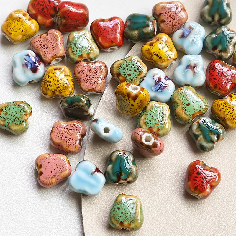 

5PCS Ceramic Retro Beads Rendering Perforated Beads Butterfly Shape Diy Handmade Jewelry Earrings Necklace Bracelet Accessories