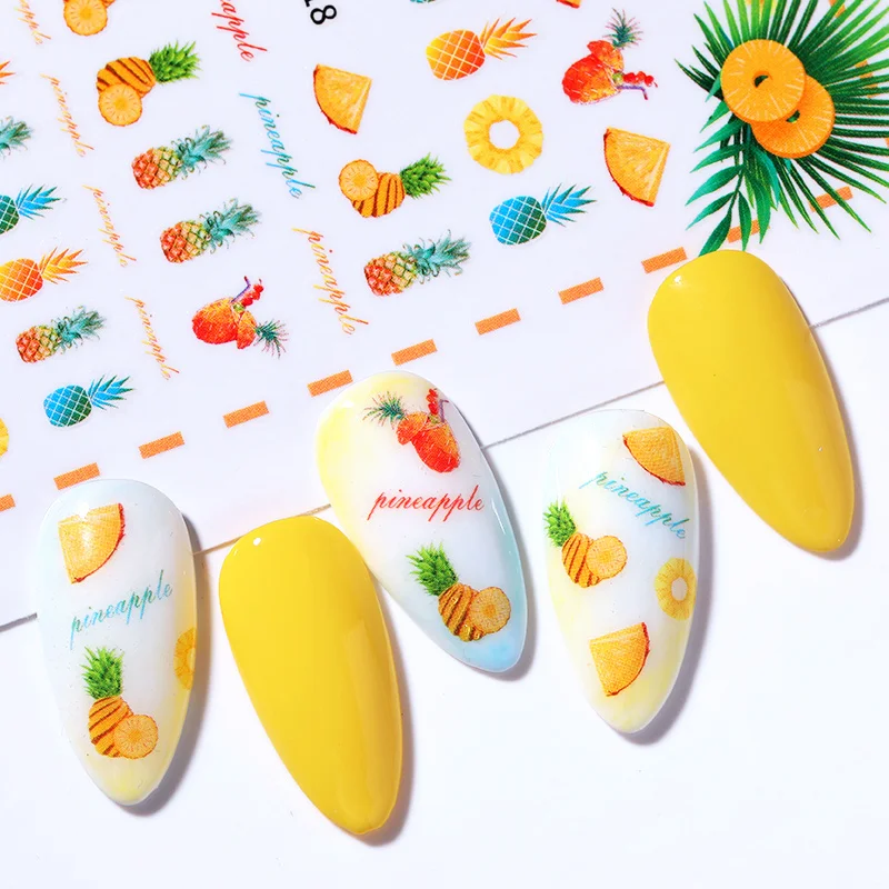 

Pineapple 3D Nail Sticker Summer Colorful Fruit Pattern Sticker Decal Watermelon Strawberry Lemon Sticker Nail Art Decoration