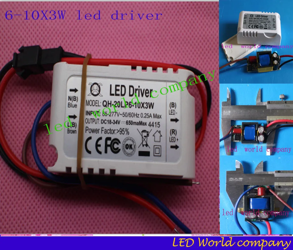 Трансформатор для светодиодного освещения 10 шт. 6-10x3 Вт 85-265 в 650ма | Лампы и