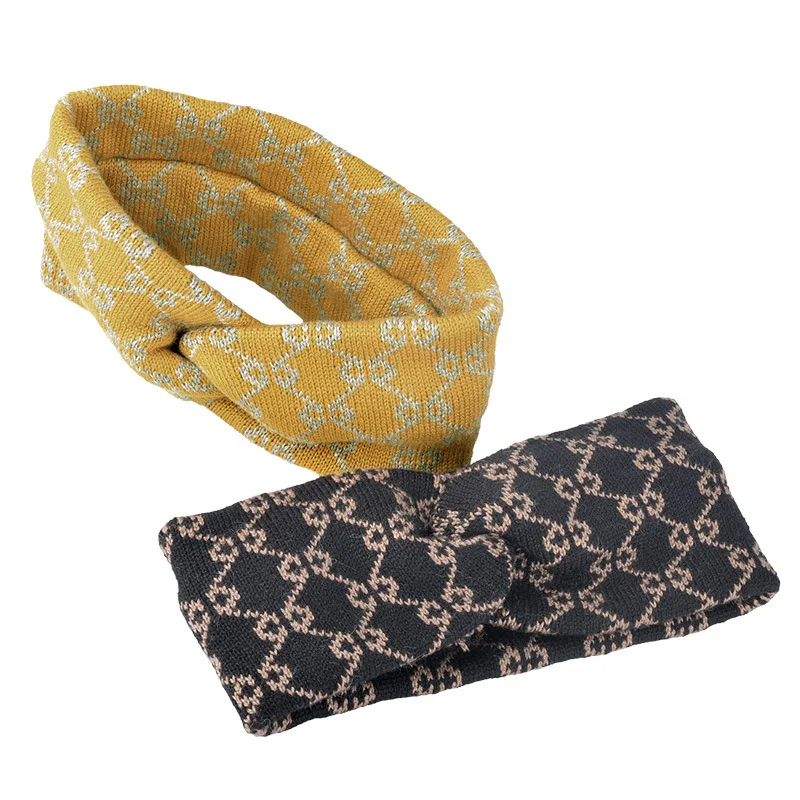 

New Knitted Headband Ladie Ins Wool Elastic Face Wash Hairband Lattice Women Girls Hair Accessories
