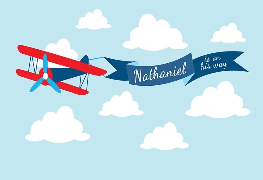 

Vinyl blue sky white clouds airplane Photography Background newborn children Party Photocall Photo Shoot Backdrop