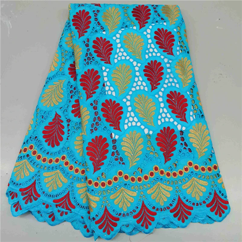 

5 yard Swiss lace fabric 2020 latest Dry lace embroidery African 100% cotton fabrics Swiss voile lace popular Dubai style h19-26
