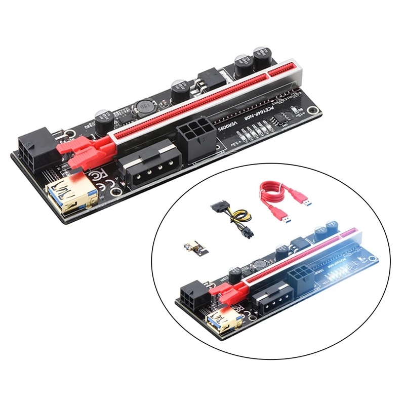 

PCIE Riser Expansion Card PCI-E 1X to 16X 6Pin USB3.0 60cm Graphics Extension Cable Adapter Card for BTC Mining