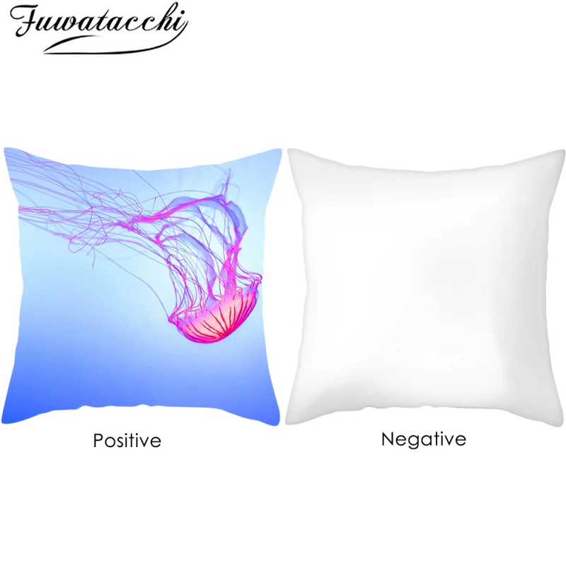 Чехол на подушку с изображением Медузы Fuwatacchi декоративная наволочка морским