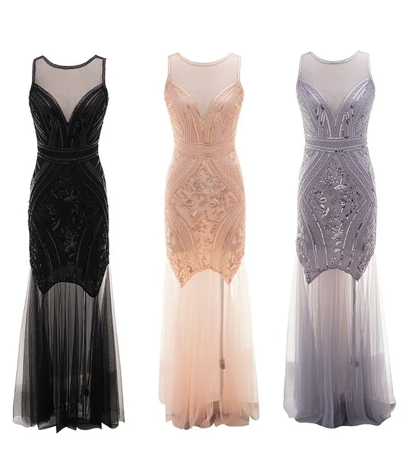 Женские 1920s/Ф “Великий Гэтсби” в стиле 20 х г Хлопушки Макси платье винтажном С v