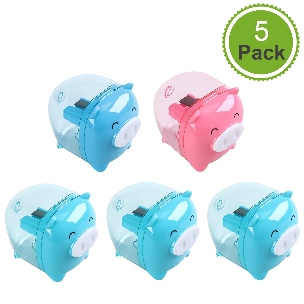 

NUOLUX 5pcs Mixed Colors Piggy Pencil Sharpener Cartoon Handheld Sharpener