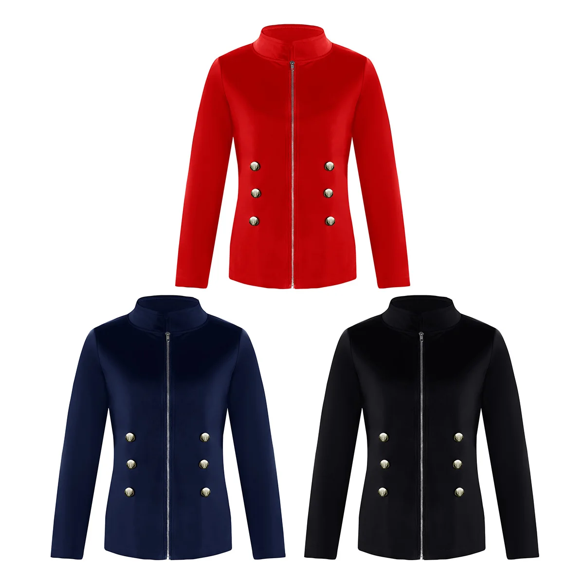 

Women Autumn Solid-Color Stand-Collar Long-Sleeves Jacket with Zipper Opening for Ladies