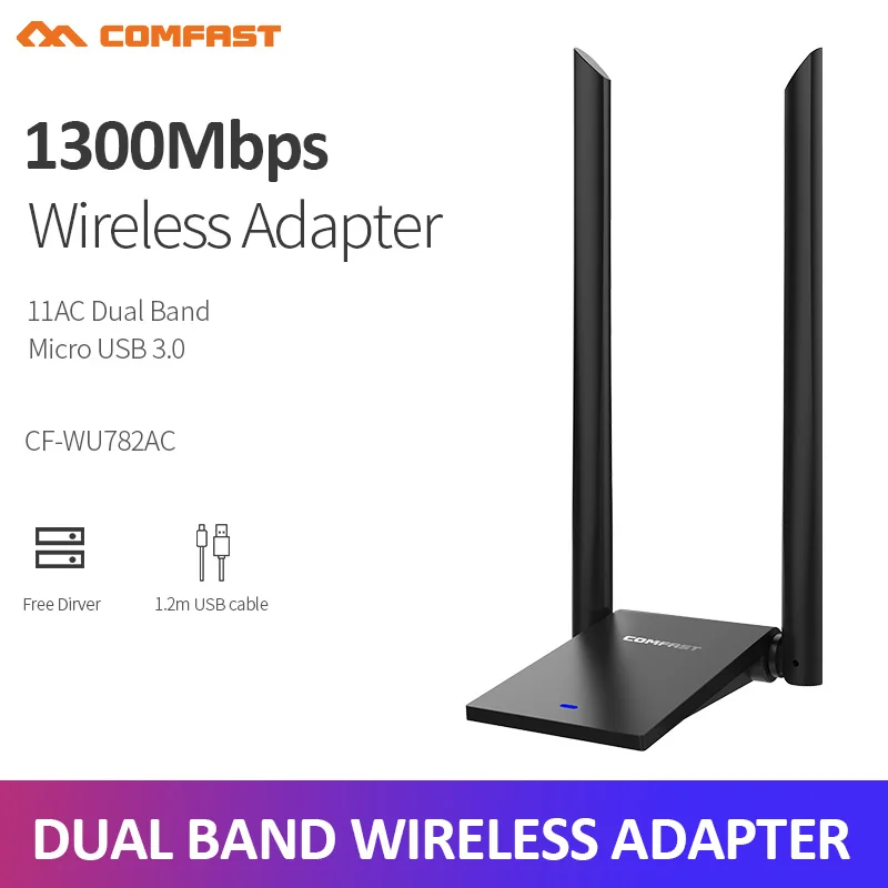 COMFAST 1300 Мбит/с 802.11ac междугородние 5 8 ГГц USB 3 0 WI-FI адаптер приемник с высоким