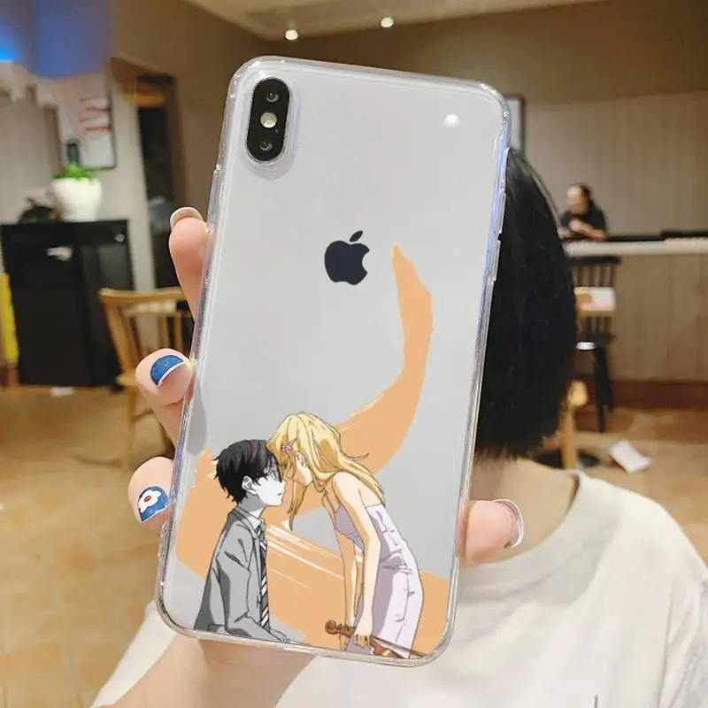 

Your lie in April art cute anime Phone Case Transparent soft For iphone 5 5s 5c se 6 6s 7 8 11 12 plus mini x xs xr pro max