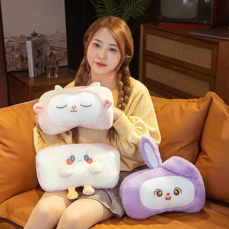 

32cm Stuffed Soft Cute Rabbit Sheep Hand Warmer Plush Toys Lovely Animals Doll Pillow For Kids Girls Nice New Year Gifts Decor
