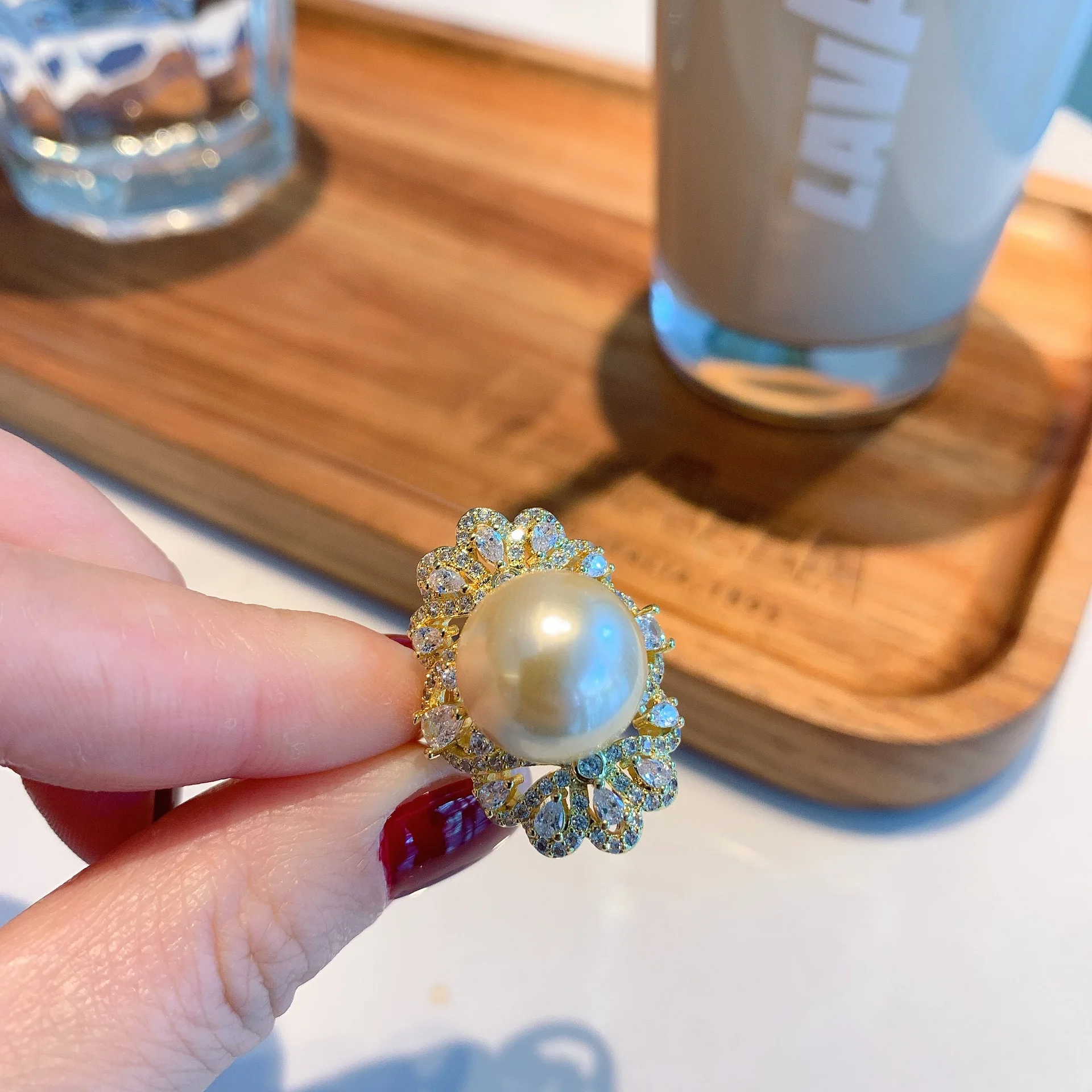 Новое поступление Красивое Жемчужное кольцо QTT золотого и серебряного цвета