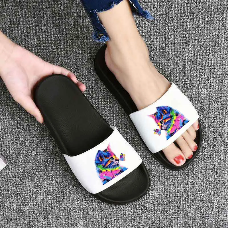 

slippers Women Cute cat summer Indoor Flip Flops Ladies Soft Slides Shoes woman slippers Casual beach Slippers home shoes