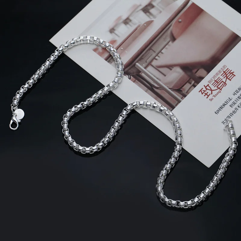 

Popular brands 5MM round box chain 925 Sterling Silver Necklaces for men woman fashion classic Jewelry Party Christmas Gifts