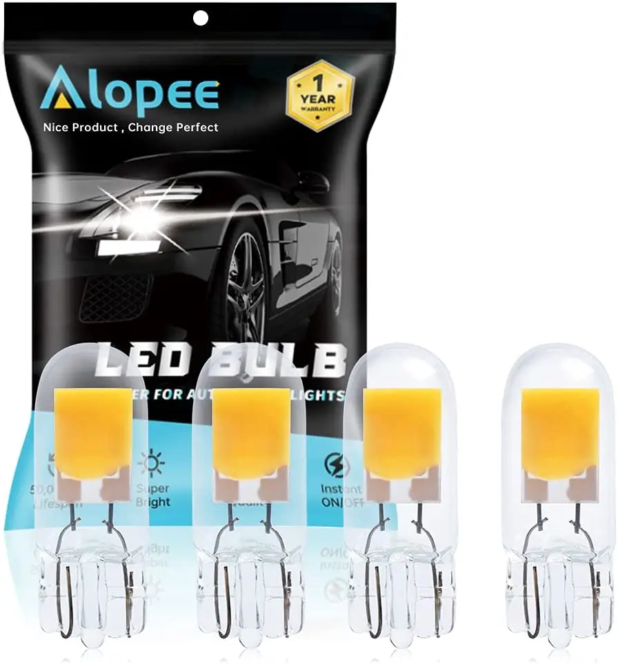 

4-Pack T10 COB Light Source Warm White LED Bulbs Replacement for 194 W5W 168 501 Halogen Bulb Car Interior License Plate Lamp