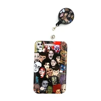michale myers horror characters cute card cover clip lanyard retractable student nurse badge reel cartoon id card badge holder