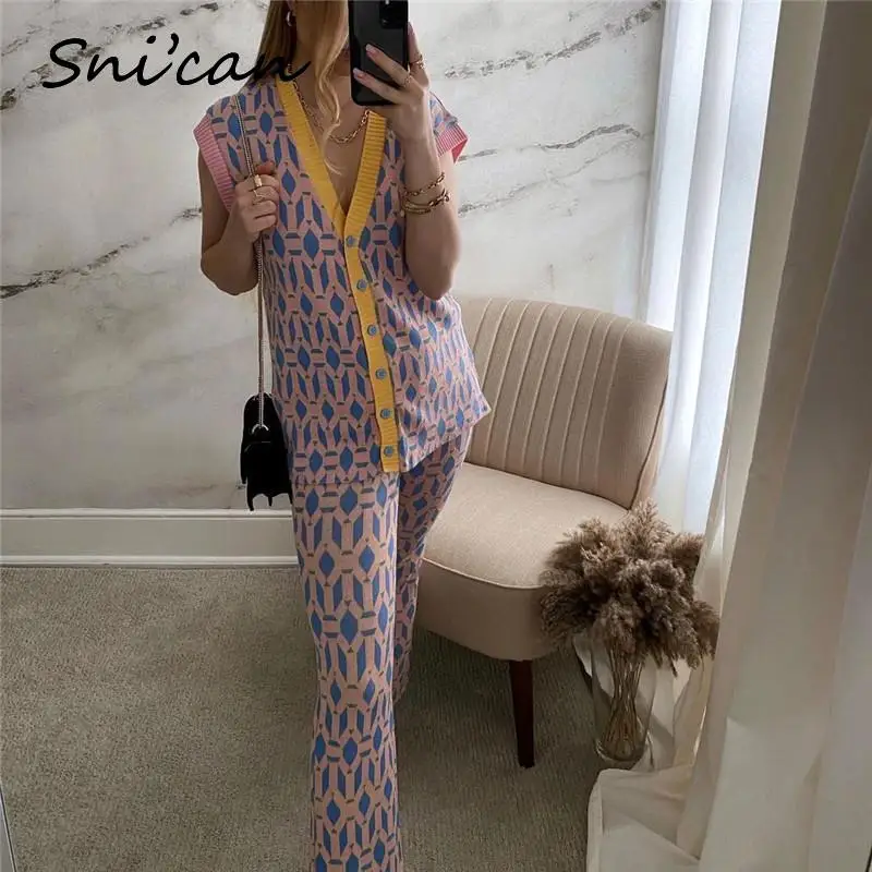 Женские трикотажные брюки Za Длинные повседневные в клетку винтажные штаны на