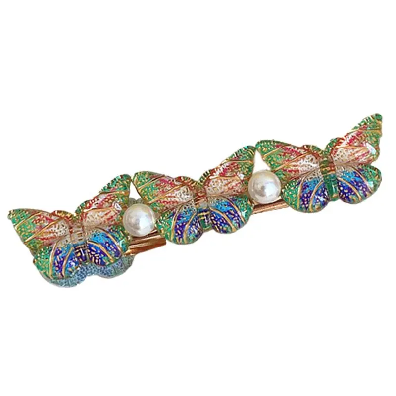 

Women Jewelry Pearl Duckbill Hair Clip 3D Glitter Colorful Butterfly Barrette