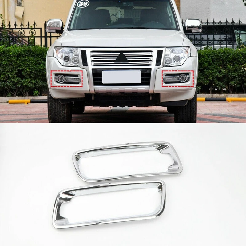 Накладка на переднюю противотуманную фару для Mitsubishi Pajero 3 4 IV V73 V77 V80 V93 V95 V97 V98, серебристая