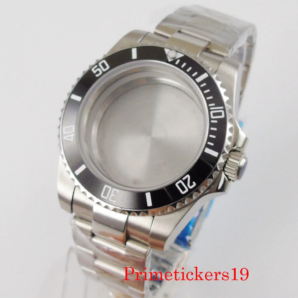 40mm stainless steel watch case fit NH35 NH36 automatic movement oyster bracelet unidirectional bezel sapphire glass watch part