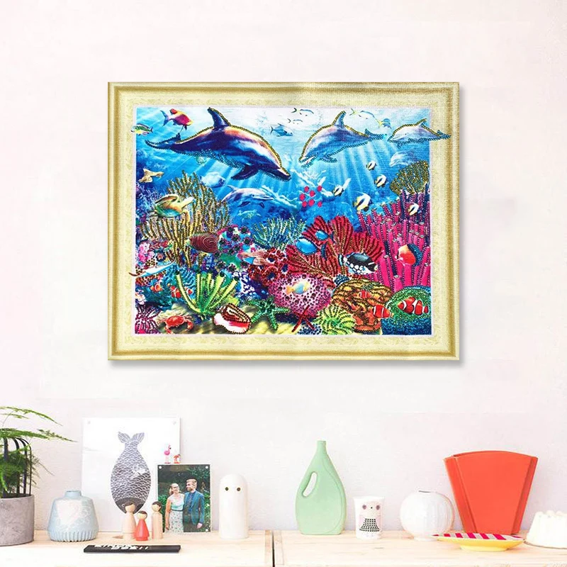 Алмазная вышивка Meian 5D сделай сам алмазная живопись с животными дельфинами на