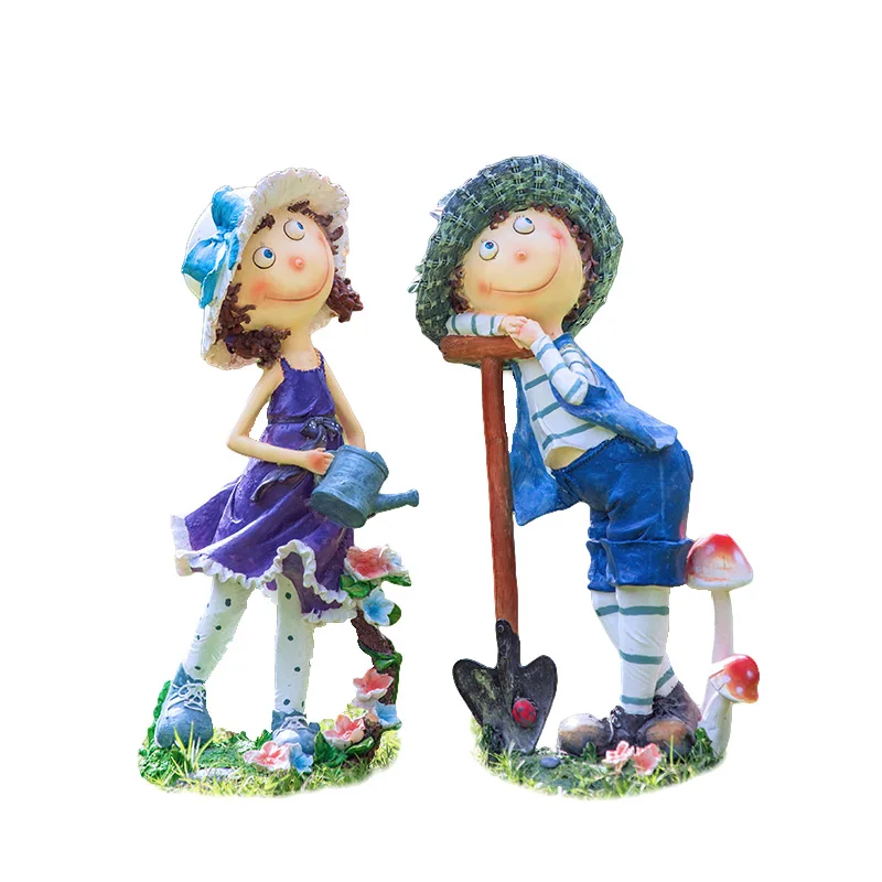 Статуя мальчика и девочки в скандинавском стиле из смолы поделки детская фигурка