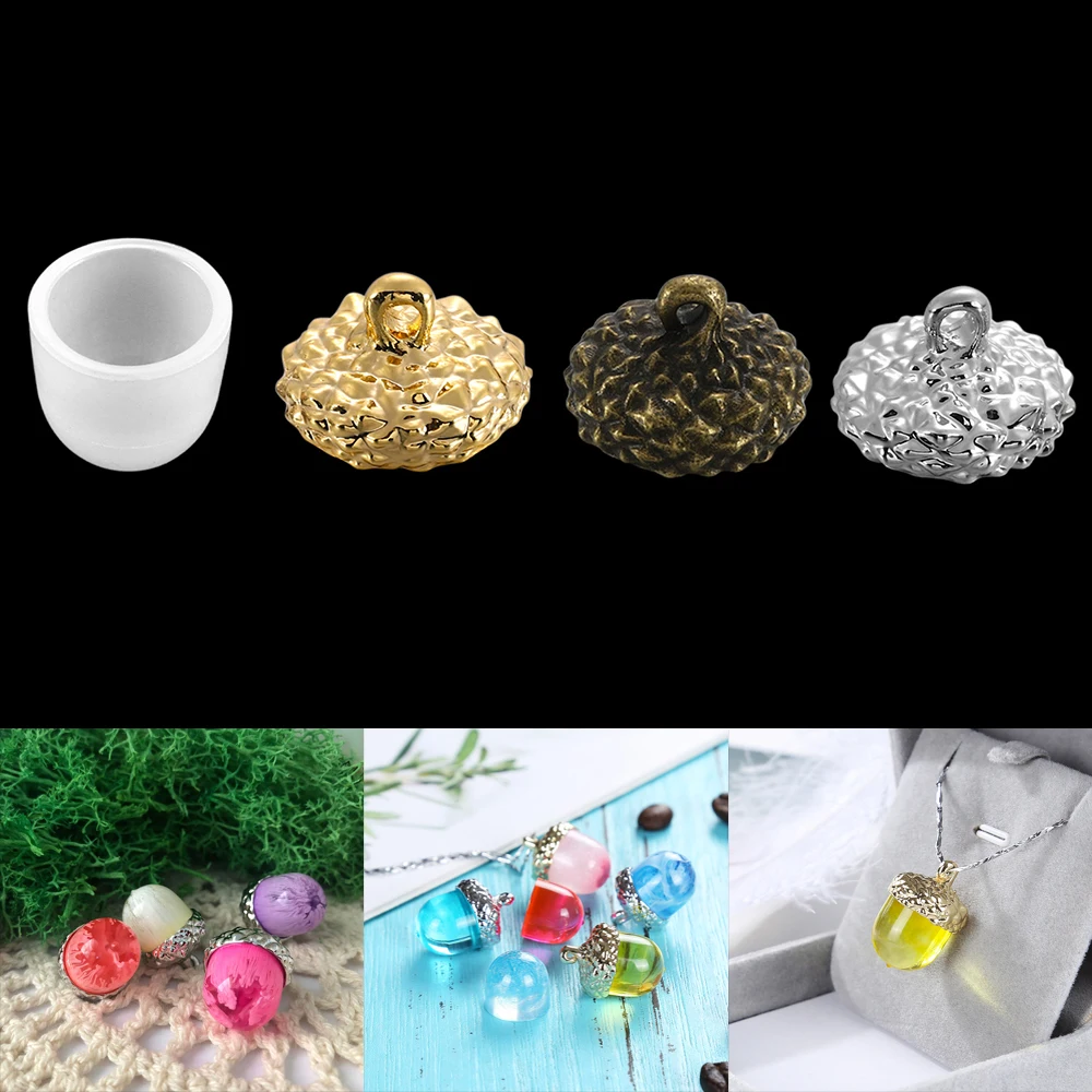 1 Set Acorn Shape Resin Silicone Molds Originality Necklace Pendants Cap Holder for DIY Crafts UV Epoxy Mold Jewelry Making Tool