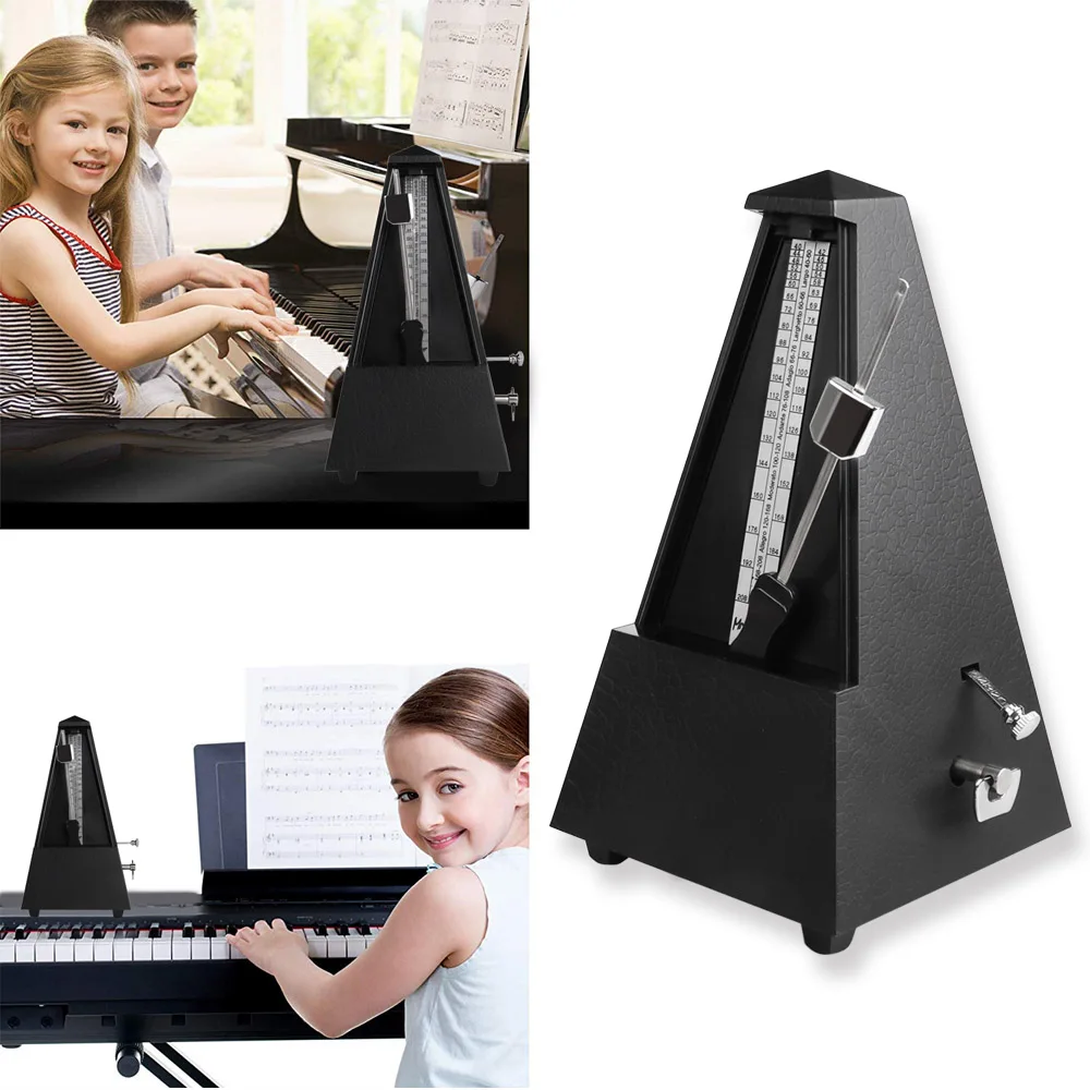 Black Vintage Tower Type Musical Mechanical Metronome Bell Ring Rhythm Pendulum for Guitar Bass Piano Violin Ukulele | Спорт и