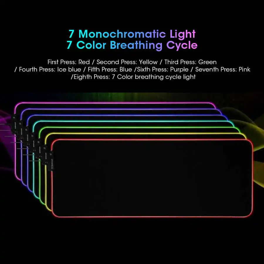 RGB коврик для мыши светящийся игровой с большой картой мира водонепроницаемый