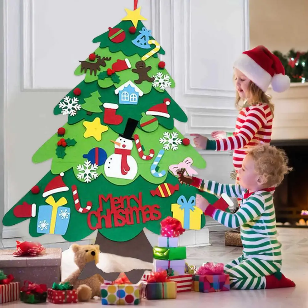 

Войлочная Рождественская елка с отсоединяемыми украшениями для самостоятельной сборки, детская войлочная Рождественская елка, рождествен...