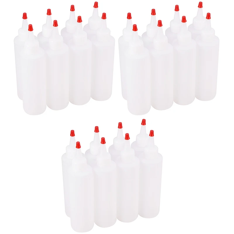 LIXF 24 упаковка маленькие пластиковые бутылки для выдавливания приправ с красным