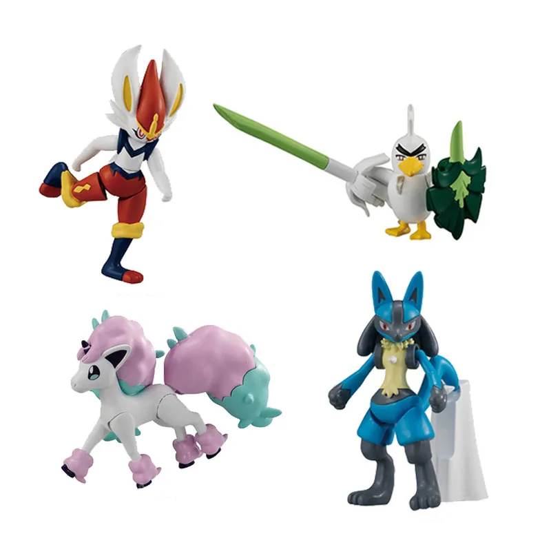 Bandai Подлинная Покемон шарнирная Подвижная кукла гасяпон 2 люкарио Cinderace Ponyta Sirfetchd