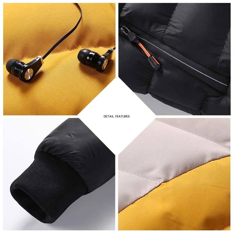 Detachable Hooded Jacket Men 2021 Winter Warm Thick Parkas Coat Male Casual Patchwork Windproof Overcoats Jacket Autumn Outwear