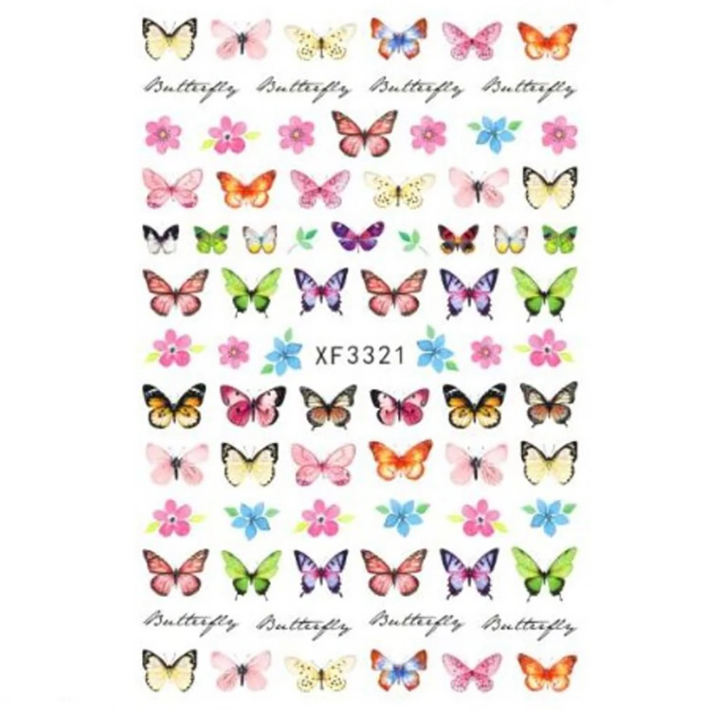 

1 Sheet Butterfly Nail Art Stickers DIY Waterproof Self Adhesive Manicure Decals Nail Ornaments Colorful Butterfly Nail Art